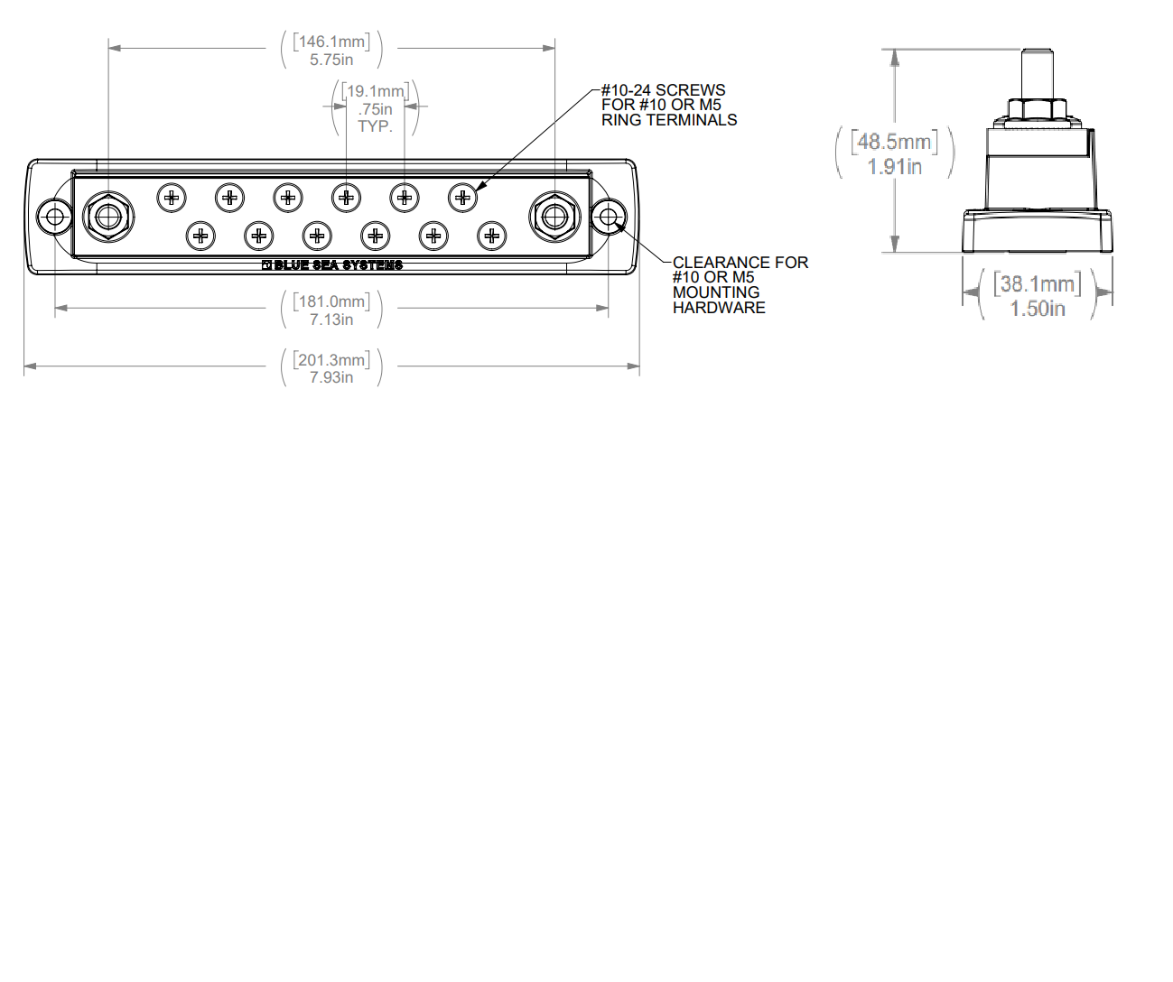 Blue Sea Systems 2105 MaxiBus 250A - 12 Gang