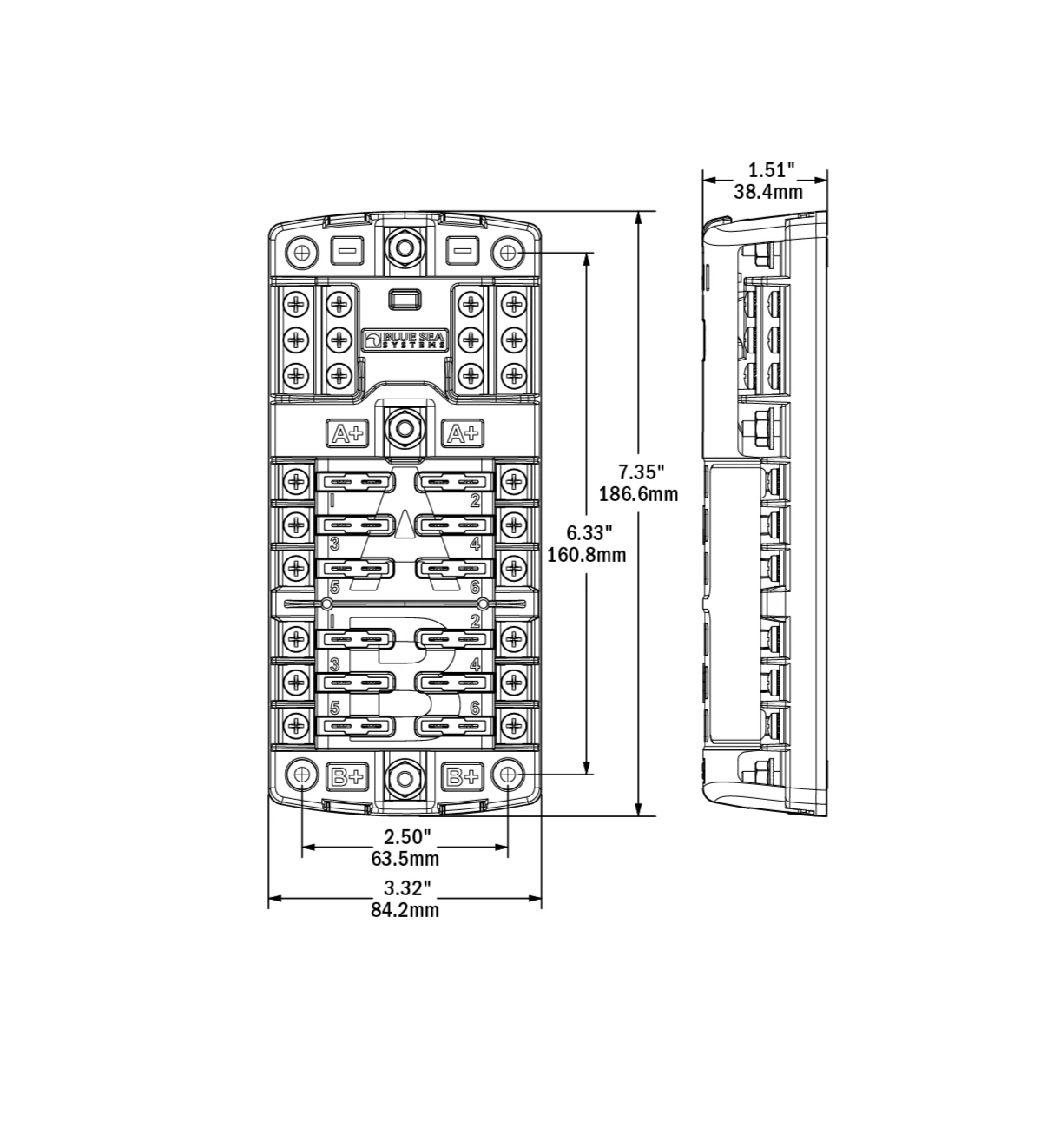 Blue Sea Systems 5032 ST Blade ATO/ATC Fuse Block 12 Circuit Split Bus with Cover