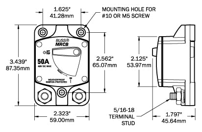 Blue Sea Systems 187 Series Circuit Breaker Surface Mount 100A-200A