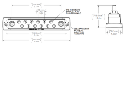 Blue Sea Systems 2105 MaxiBus 250A - 12 Gang