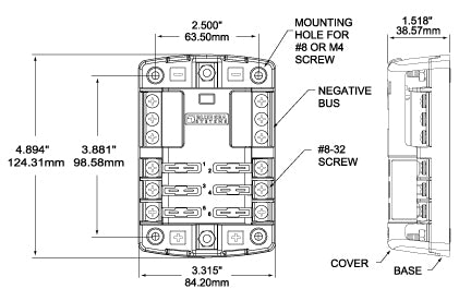 Blue Sea Systems 5025 ST Blade ATO/ATC Fuse Block 6 Circuit with Cover