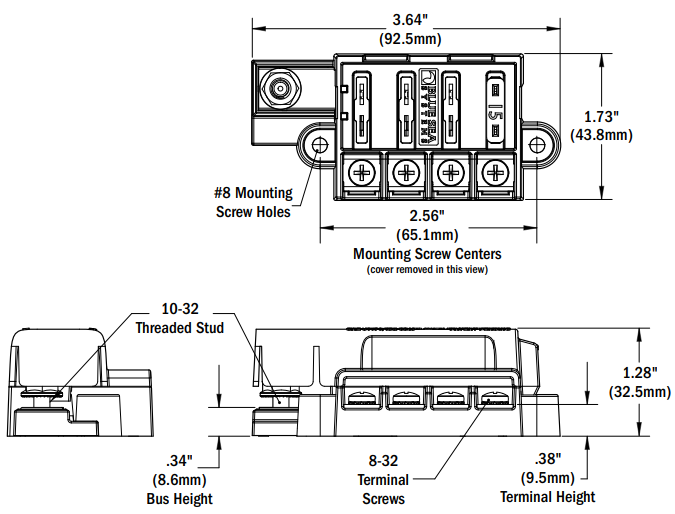 Blue Sea Systems 5045 ST Blade ATO/ATC Fuse Block 4 Circuit with Cover