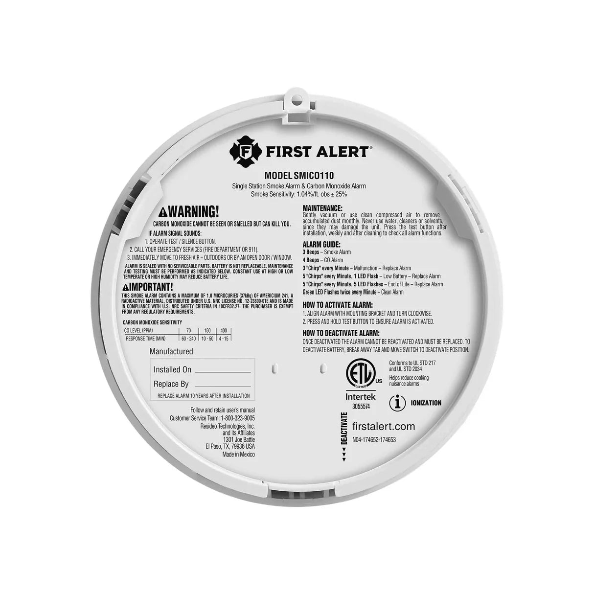 First Alert 2-IN-1 Z-WAVE Plus Smart Smoke & CO Alarm works with Ring WIRED_ALL_SMOKE