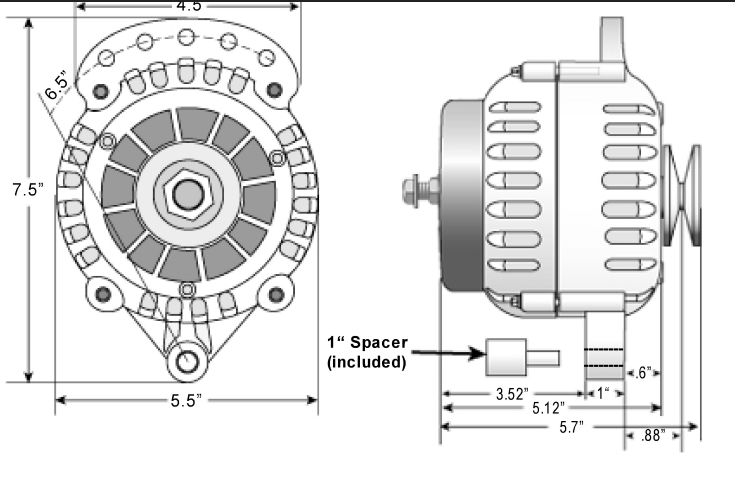 ElectroMaaX Cruiser Alternator 12V 160A Remote Rectifier