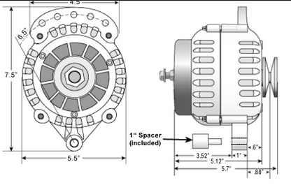 ElectroMaaX Cruiser Alternator 12V 160A Remote Rectifier