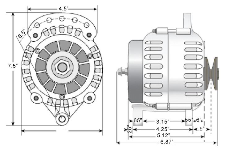 ElectroMaaX Cruiser Alternator 12V 160A Remote Rectifier