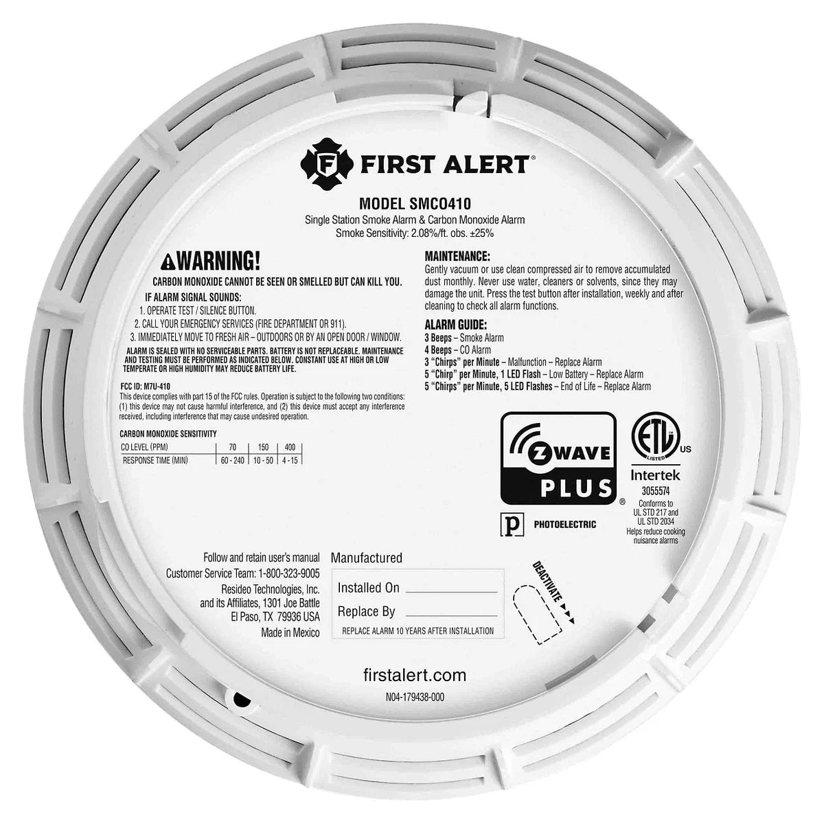 First Alert SMCO410 Z-Wave Plus Smoke & CO Alarm 1048325