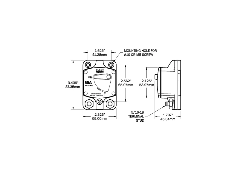 Blue Sea Systems 187 Series Circuit Breaker Surface Mount 100A-200A